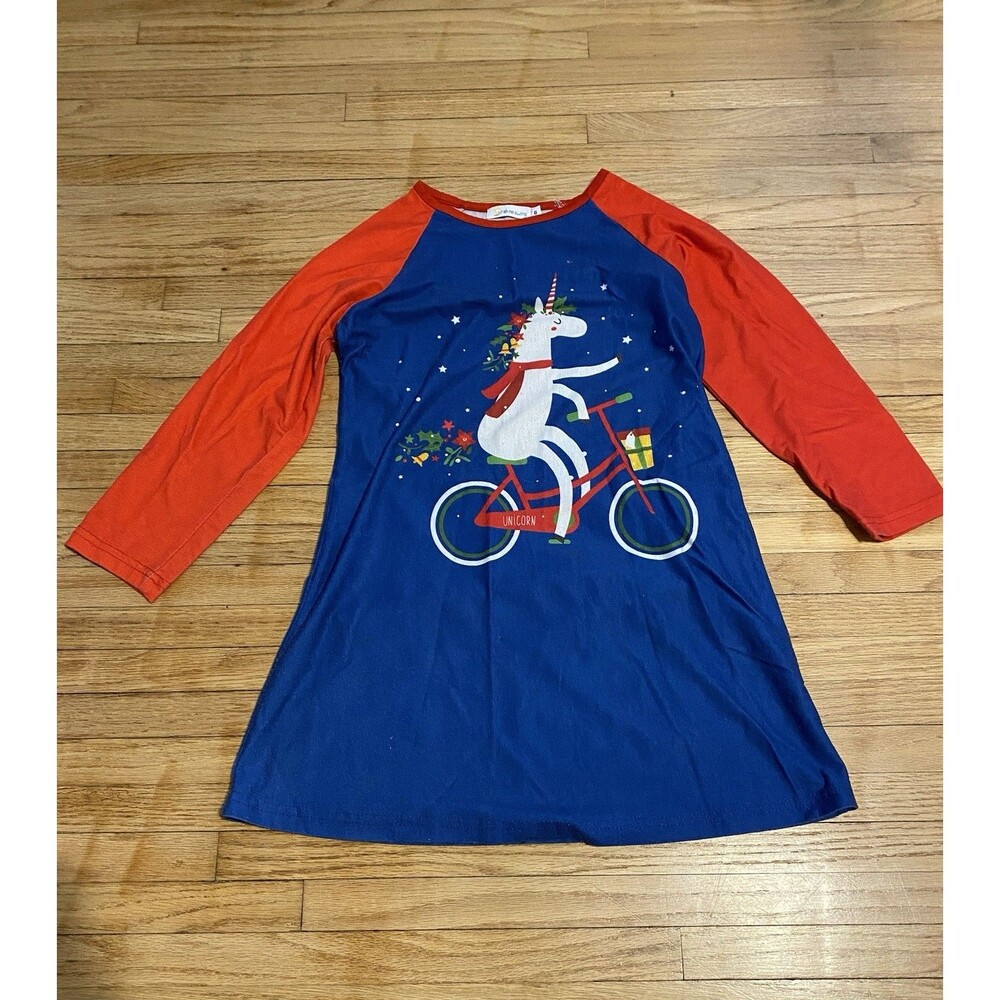 Sunshine Swing Girl Nightgown Pajama Size 8 Unicorn Riding Bike Cute